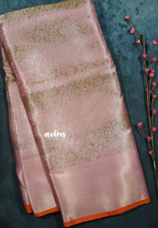 Peach Blossom Pink - Sai pallavi inspired Tissue banarasi silk