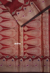 Majestic Maroon - Durga - Banarasi Semi Dupion silk with Gold Zari Buttas and Border - Best for Function Wear