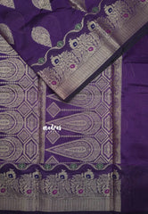 Royal Purple - Durga - Banarasi Semi Dupion silk with Gold Zari Buttas and Border - Best for Function Wear