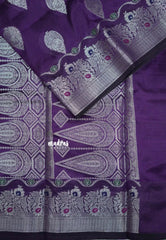 Royal Purple - Durga - Banarasi Semi Dupion silk with Silver Zari Buttas and Border - Best for Function Wear