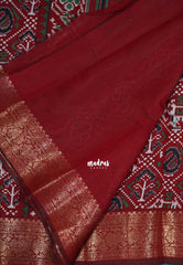 Reddish Maroon - Semi Modal Silk with Bagru Prints and Soft Tissue Zari Border - Best for Regular Wear | Casual Wear