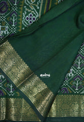 Classic Green - Semi Modal Silk with Bagru Prints and Soft Tissue Zari Border - Best for Regular Wear | Casual Wear