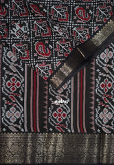 Dark Chocolate Brown - Semi Modal Silk with Bagru Prints and Soft Tissue Zari Border - Best for Regular Wear | Casual Wear
