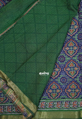 Indigo Blue - Semi Modal Silk with Bagru Prints and Soft Tissue Zari Border - Best for Regular Wear | Casual Wear