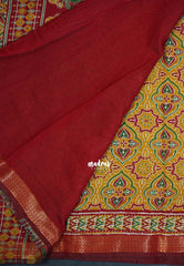 Mustard Yellow - Semi Modal Silk with Bagru Prints and Soft Tissue Zari Border - Best for Regular Wear | Casual Wear
