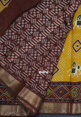 Mustard Yellow - Semi Modal Silk with Bagru Prints and Soft Tissue Zari Border - Best for Regular Wear | Casual Wear