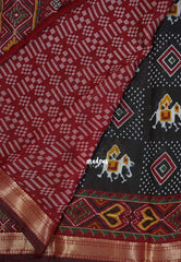 Classic Black - Semi Modal Silk with Bagru Prints and Soft Tissue Zari Border - Best for Regular Wear | Casual Wear