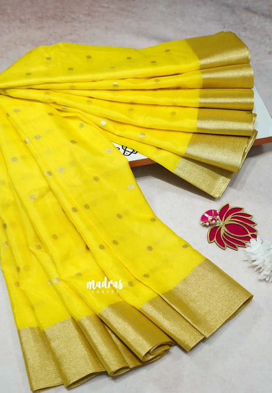 Lime Yellow - Semi Organza silk