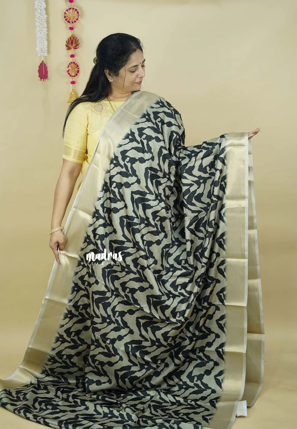 Pastel Olive Green - Avantika - Semi Mysore silk with tissue border - Best for office wear