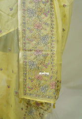 Creamy Yellow - Shalini - Premium Super Net Saree with Embroidery Weaving Border, Pallu and Buttas - Best for Office Wear / Hightea party