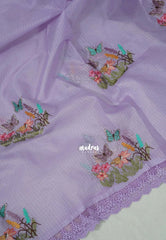 Lilac Glow with Lace - Shalini - Premium Super Net Saree with Embroidery Weaving - Best for Office Wear / Hightea party