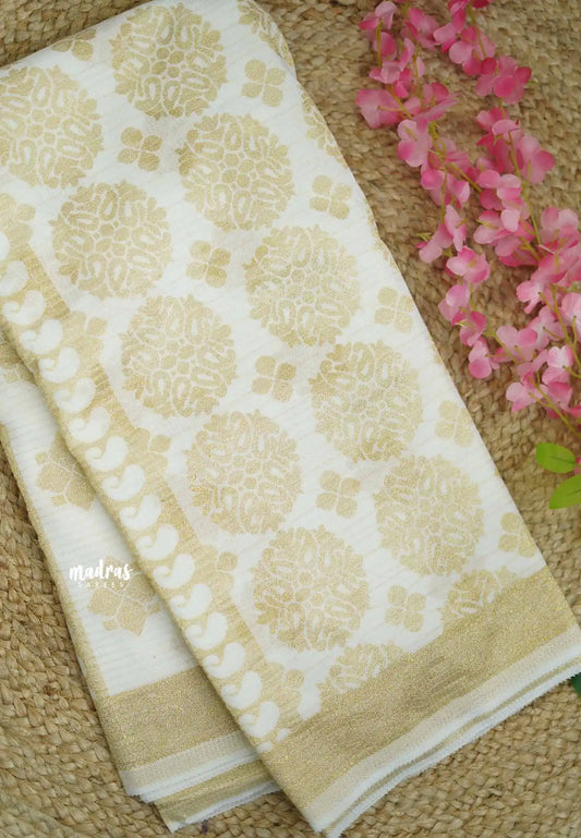 Half White - Shalini Kota supernet saree - Design 3