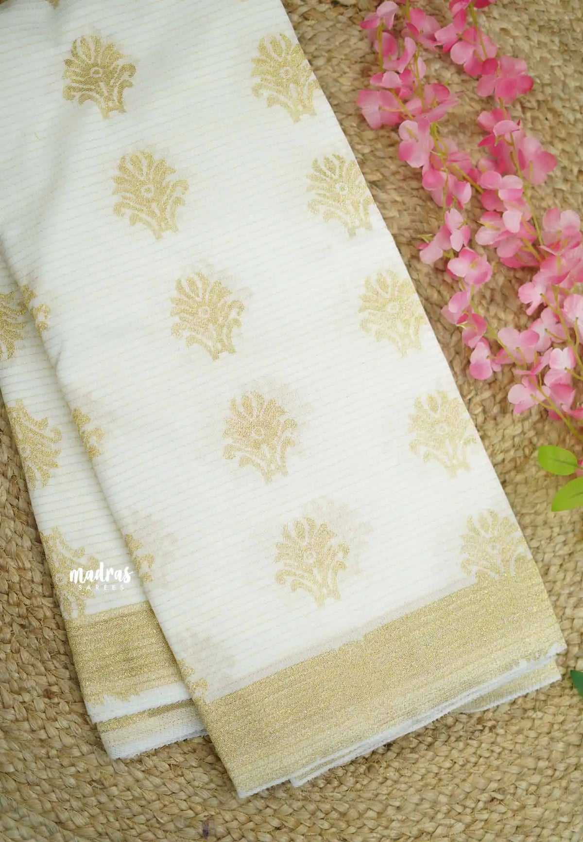 Half White - Shalini Kota supernet saree - Design 5