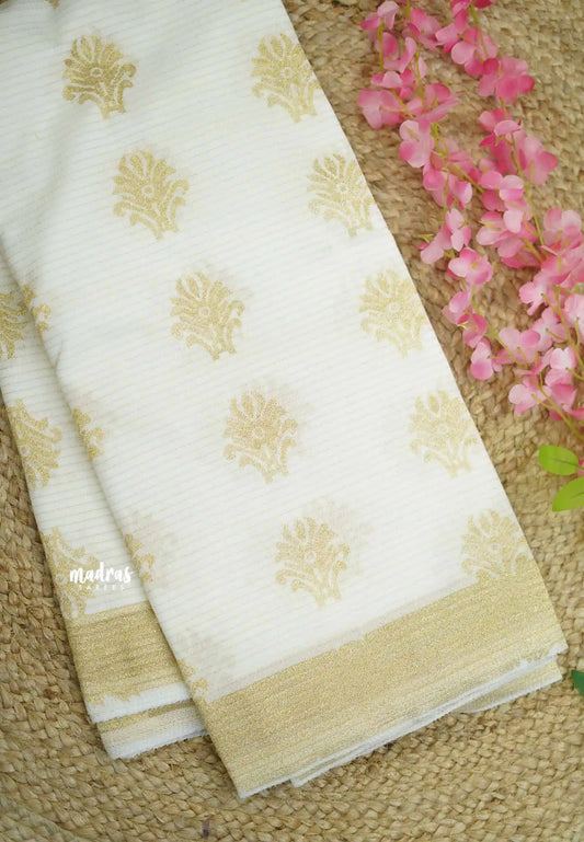 Half White - Shalini Kota supernet saree - Design 5