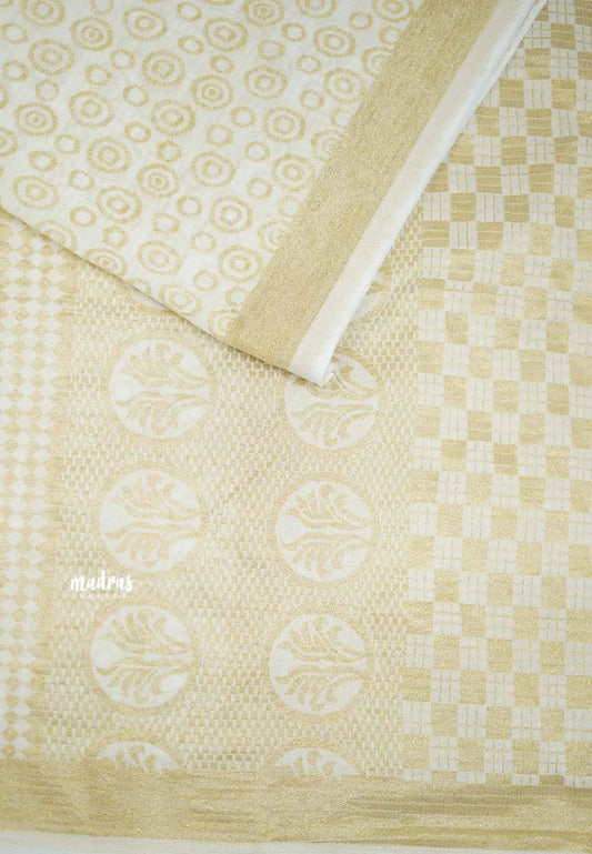 Half White - Shalini Kota supernet saree - Design 4