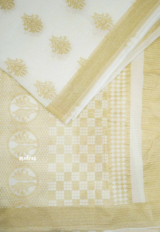 Half White - Shalini Kota supernet saree - Design 5