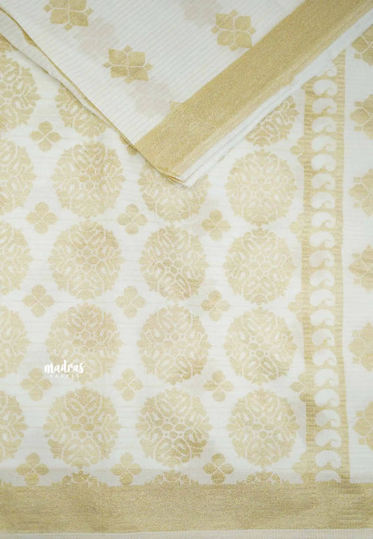Half White - Shalini Kota supernet saree - Design 3