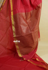 Cherry Red - Shalini Premium kota silk  and Giccha Pallu with Tissue Small Boder