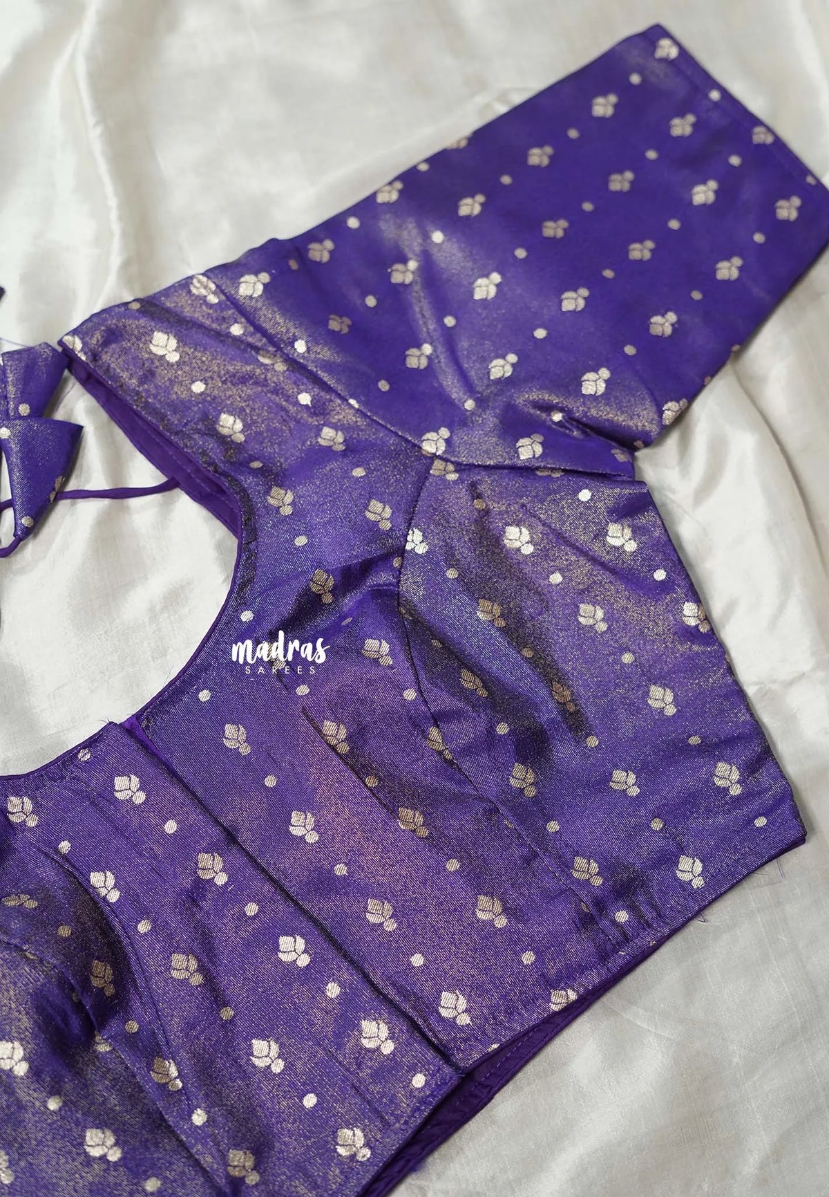 Golden Shade Purple - Shimmering Gold Tissue Silk Cotton Readymade Blouse