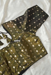 Golden Shade Black - Shimmering Gold Tissue Silk Cotton Readymade Blouse