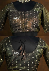 Golden Shade Black - Shimmering Gold Tissue Silk Cotton Readymade Blouse