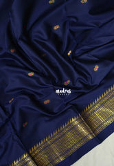 Midnight Blue - Sico Gadwal Semi Silk with Contrast Pallu and Blouse - Best for Wedding Functions