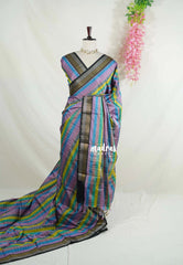 Ethnic Rainbow  - Sico Gadwal Semi Silk Checks with Silver & Golden Border - Best for Small Functions