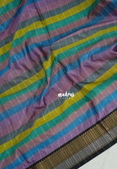 Ethnic Rainbow  - Sico Gadwal Semi Silk Checks with Silver & Golden Border - Best for Small Functions