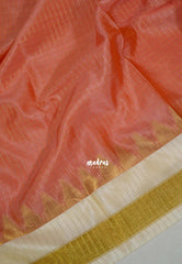 Peach Orange - Sico Gadwal Semi Silk Muthukattam with Temple Border - Best for Small Functions
