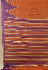 Warm Rust Orange - Silk Linen saree  with Temple Border