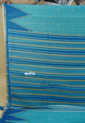 Sky Blue - Silk Linen saree  with Temple Border