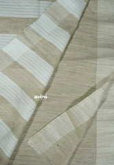 Jute beige - Sithara - Semi Tussar saree with full Yellow embroidery