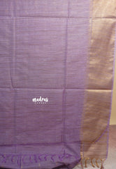 Mild Lavender - Sithara - Semi Tussar saree grooves with buttas and Golden zari Border