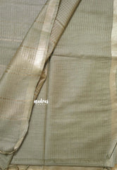 Pastel Grey - Sithara - Semi Tussar saree with kalamkari silk blouse