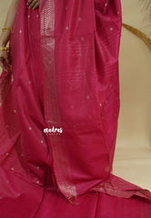 Queen's Pink - Sithara - Semi Tussar with buttas and Multi Border