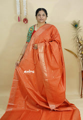 Orange - Sithara - Semi Tussar with buttas and Multi Border
