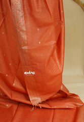 Orange - Sithara - Semi Tussar with buttas and Multi Border