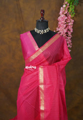 Raspberry Pink - Smt Nirmala Sitharaman mam Inspired Kota Silk Saree with Subtle Border - Power Dressing for Office Elegance