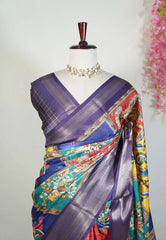 Rangoli Brick Red - Ananya - Soft Mangalore Silk Saree with Kalamkari Prints Partly Pallu - Best for small function