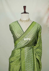 Muted Fresh Green - Ananya - Soft Mangalore Silk Saree with Metallic Shades - Perfect for Office Wear | Casual Wear