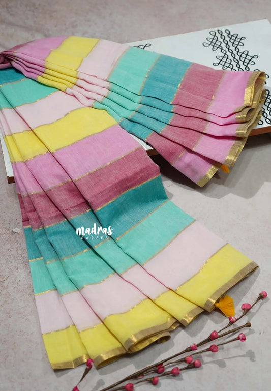 Multicolor pastel - Soft Mul cotton candy pop multicolor with No Blouse