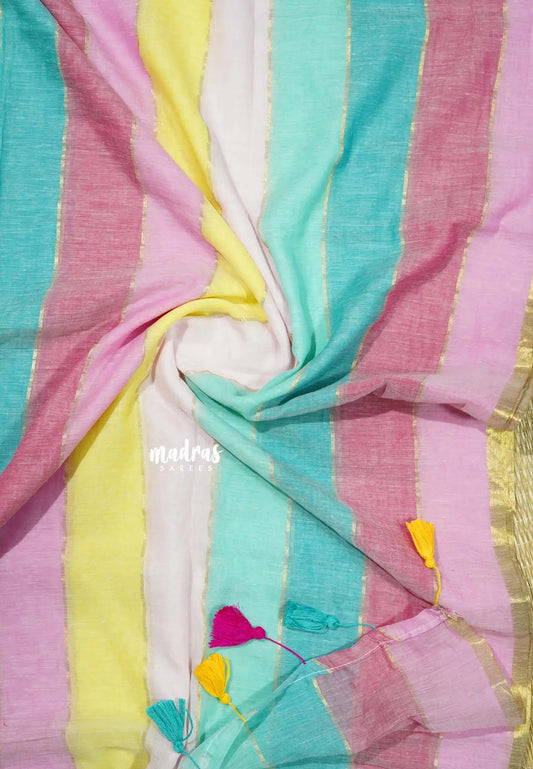 Multicolor pastel - Soft Mul cotton candy pop multicolor with No Blouse