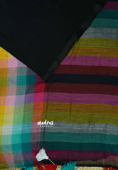 Black - Soft Mul cotton rainbow checks ( NO blouse )