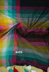 Black - Soft Mul cotton rainbow checks ( NO blouse )