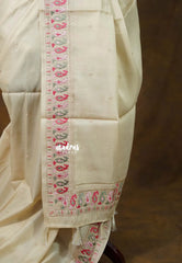 Sandal Beige - Soft Butter Silk with Embroidery - Perfect for Small Functions