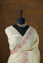 Sandal Beige - Soft Butter Silk with Embroidery - Perfect for Small Functions