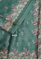 Sage Symphony - Soft Muslin Silk with Floral Ebroidery