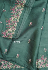 Sage Symphony - Soft Muslin Silk with Floral Ebroidery
