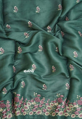 Sage Symphony - Soft Muslin Silk with Floral Ebroidery