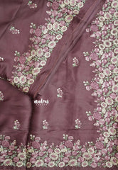 Mulberry Mist - Soft Muslin Silk with Floral Ebroidery